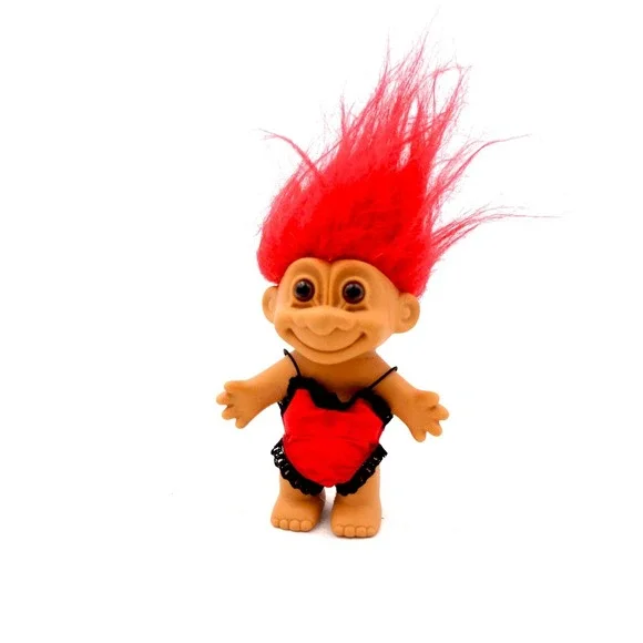 Vintage Troll Doll Red Hair Heart Swimsuit Toy Collectible Sexy Lingerie Gift - Picture 2 of 9